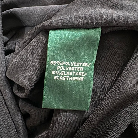 Lauren Ralph Lauren Ruched Sleeveless Dress Black White Size 8P Classic Stretch - Picture 12 of 13